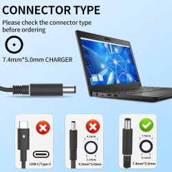 Dell 19.5V 3.34A Charger / Power Adapter with 7.4x5.0 mm Tip