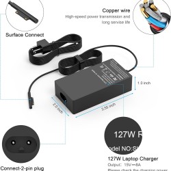 Microsoft Surface 15V 8A Charger / Power Adapter with Magnetic Tip